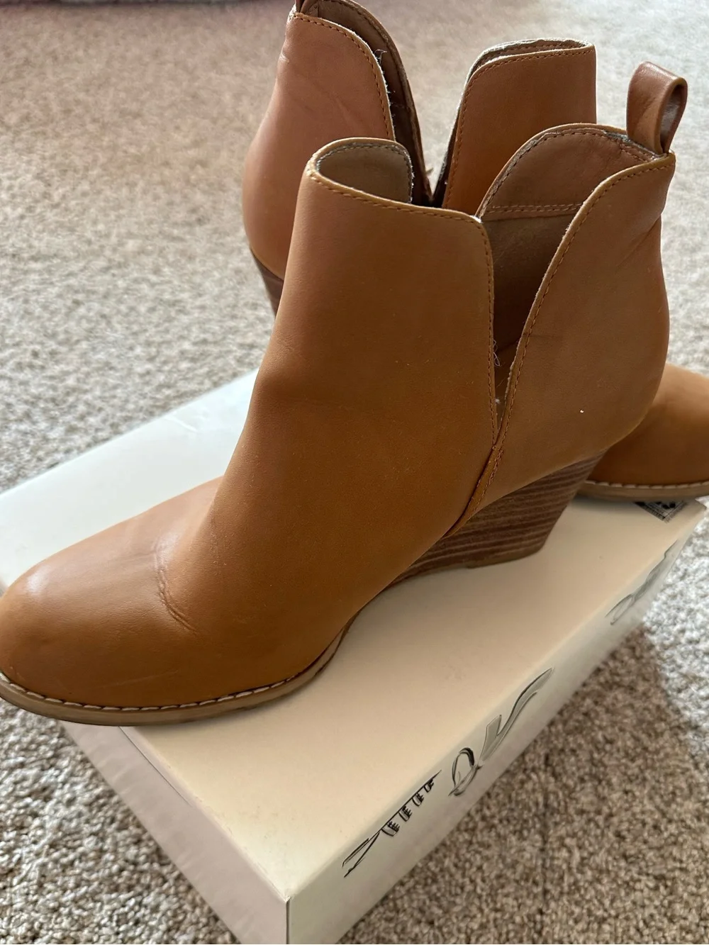 Wedge Ankle Booties in Tan